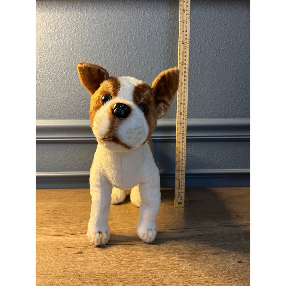 Plush Bulldog Dog Stuffed Animal Toy Brown White Soft Cuddly Gift